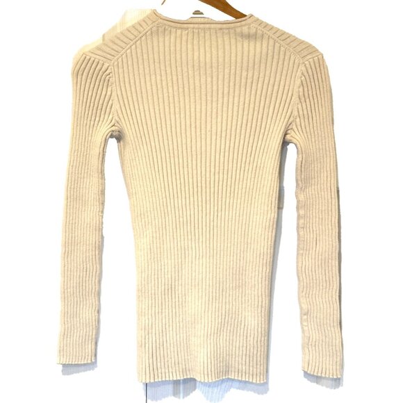 Everlane Cream Ribbed Crew Neck Sweater - Picture 3 of 8